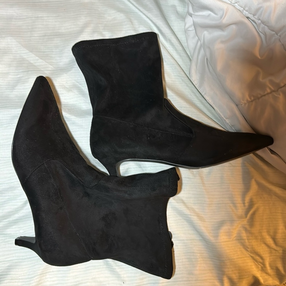 Black stretchy high top booties